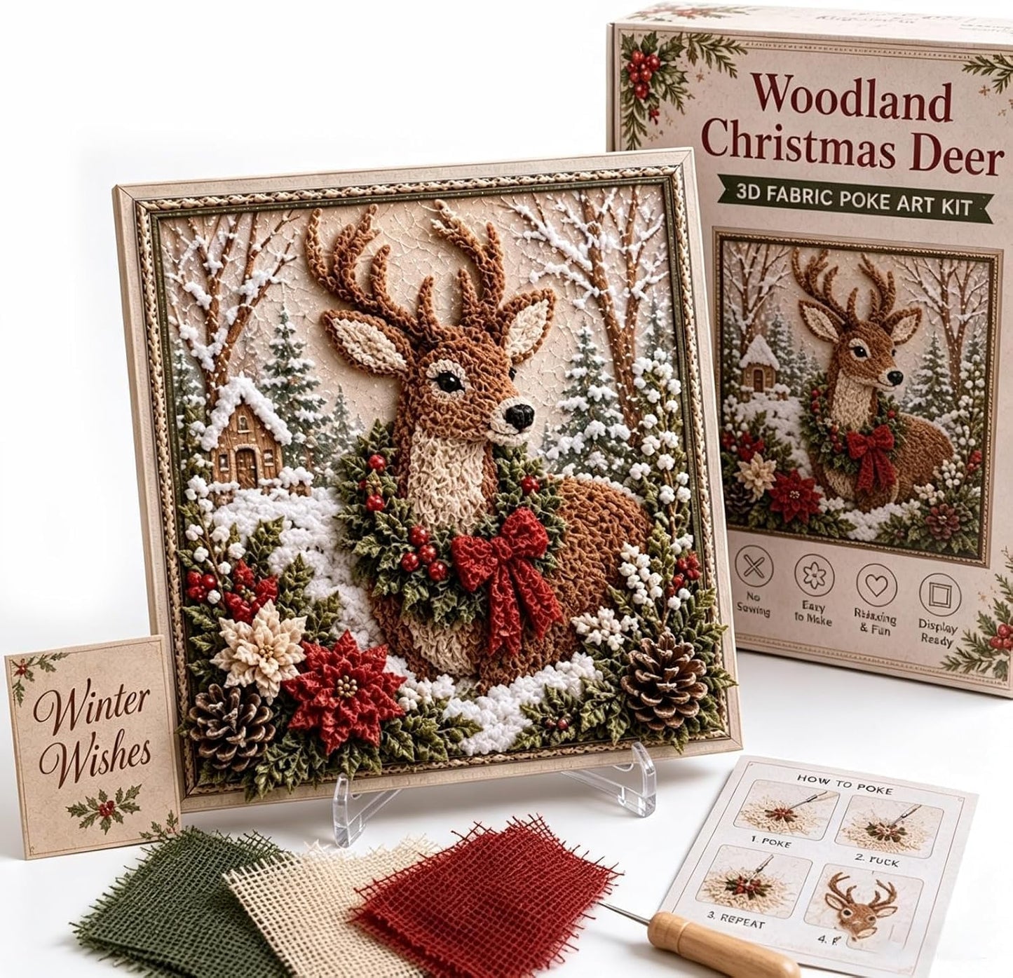 3D Christmas Fabric Poke Art Kit