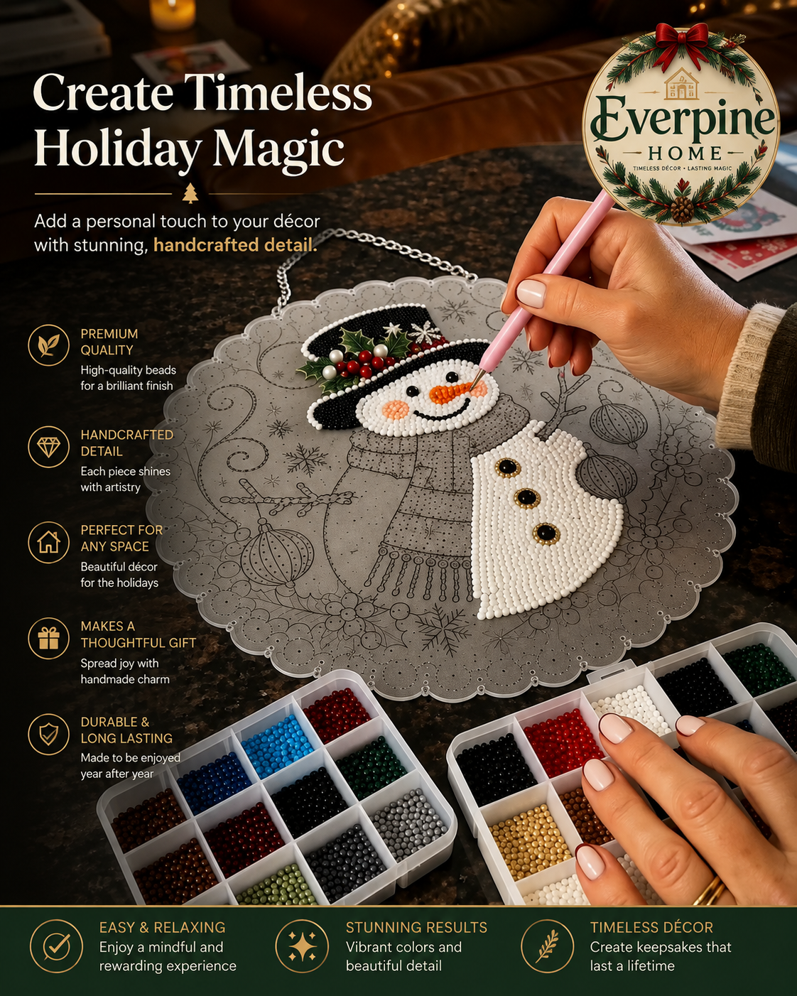 Diamond Painting Snowman Hanging Ornament Kit