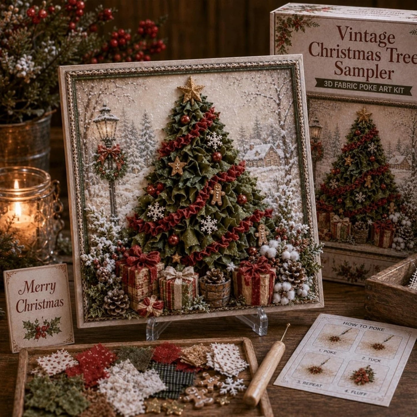 3D Christmas Fabric Poke Art Kit